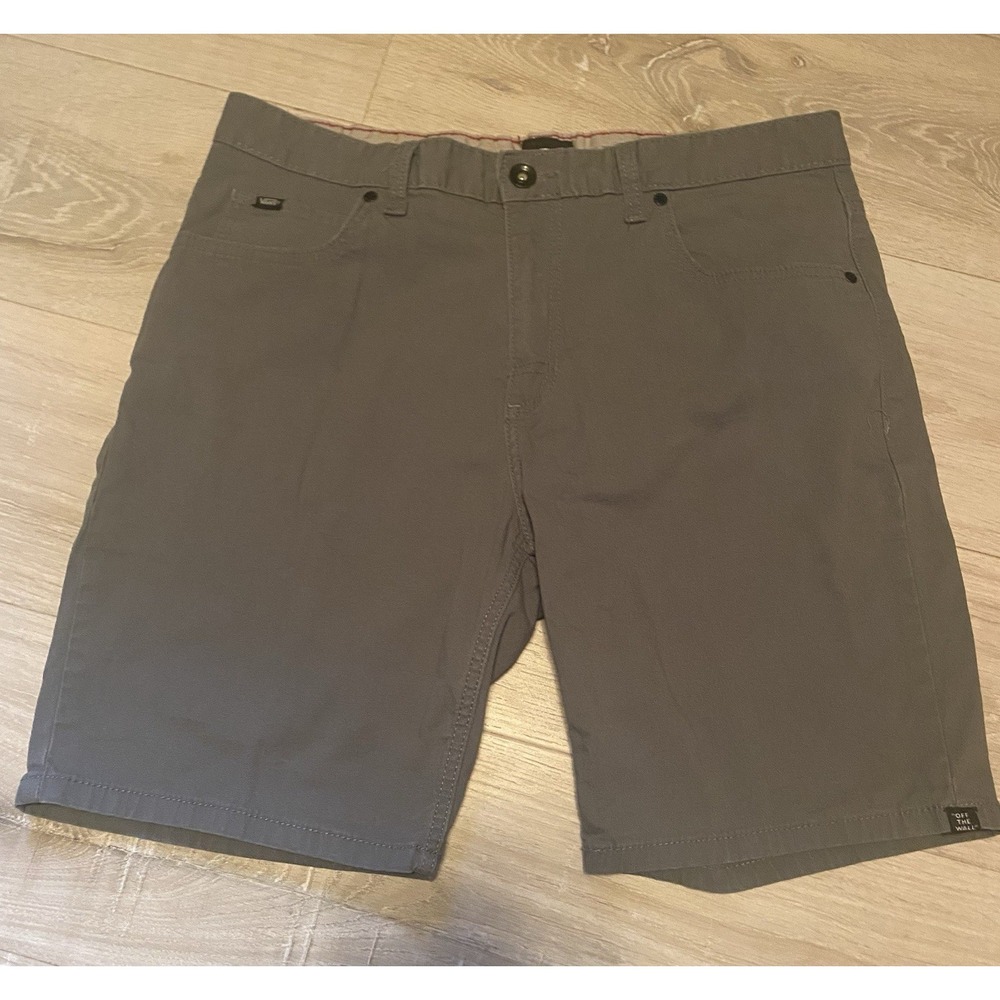 Vans Men's Gray Chino Shorts Size 34 Off The Wall Casual Skate Flat Front